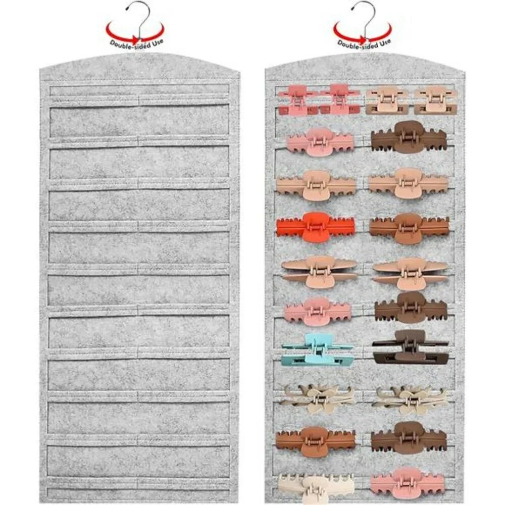 Double Sided Hair Clip Organizer Hanging Claw Clip Holder Storage with 40 Slots